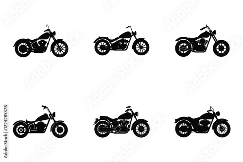 Flat silhouette design of cruiser motorcycle white
