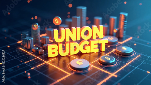 Indian Union Budget Concept with Futuristic Financial Graphics photo