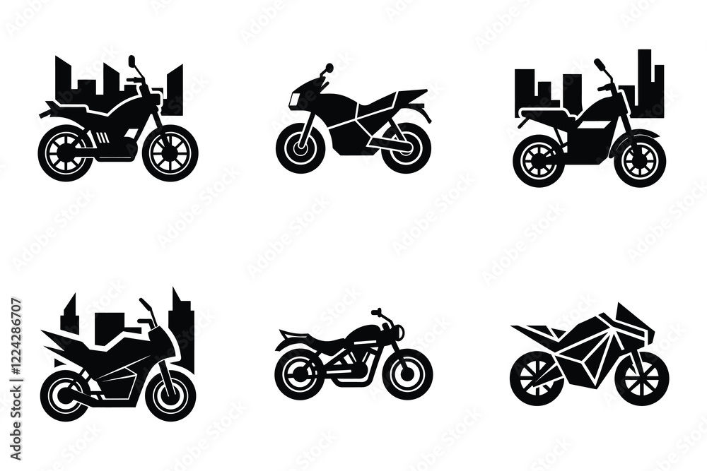 Obraz premium Sporty motorcycle silhouette isolated on white flat background