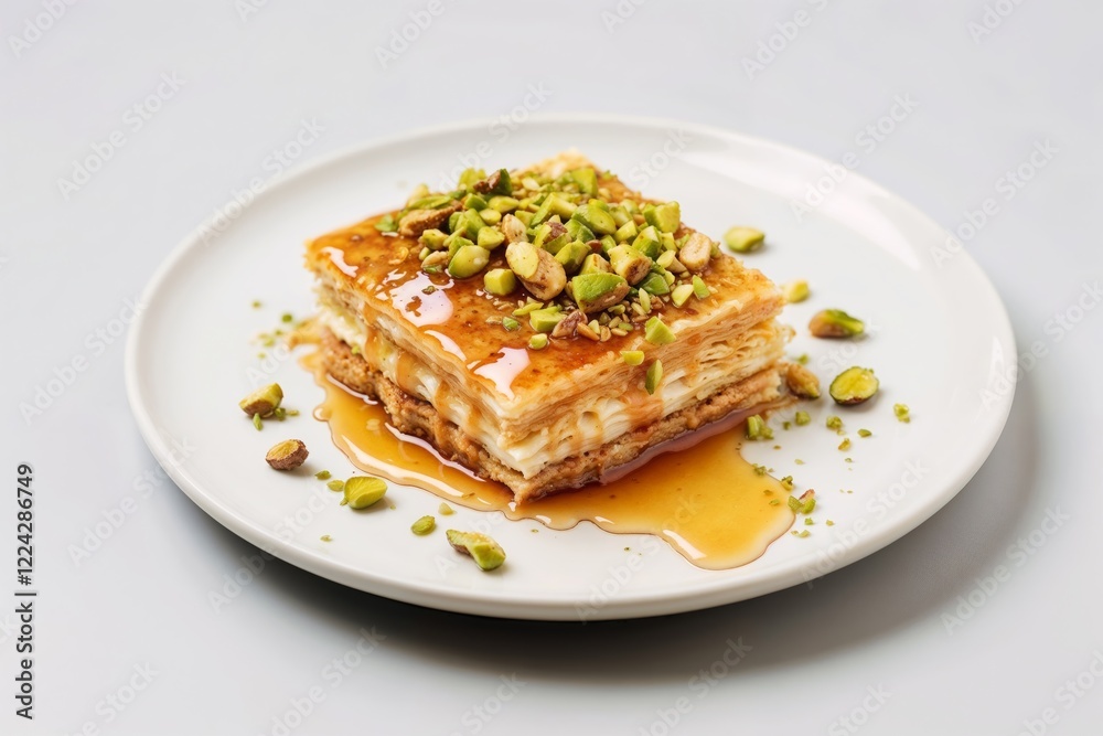 A traditional Middle Eastern baklava dessert with flaky layers of pastry, sweet syrup, crushed pistachios. dessert menus, cultural cuisine, or festive celebrations. Sweetness. Heritage. A timeless de
A traditional Middle Eastern baklava dessert with flaky layers of pastry, sweet syrup, crushed pistachios. dessert menus, cultural cuisine, or festive celebrations. Sweetness. Heritage. A timeless de