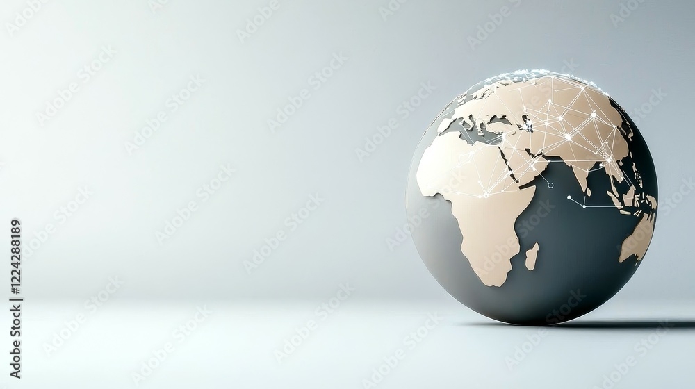 Fototapeta premium Marketing and Icon concept. 3D globe showcasing Africa with a minimalist background design.