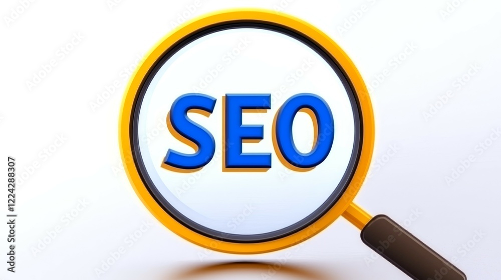 Marketing and Icon concept. Magnifying glass focusing on the word Marketing and Icon concept. Magnifying glass focusing on the word