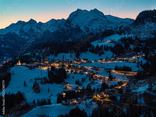 Foto Aerial drone view of the Colle Santa Lucia commune in Italy