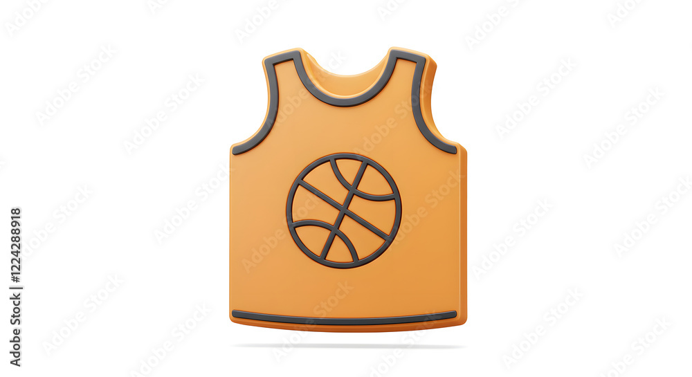 Orange Basketball Jersey 3D Icon Design isolated on white background. Generative AI