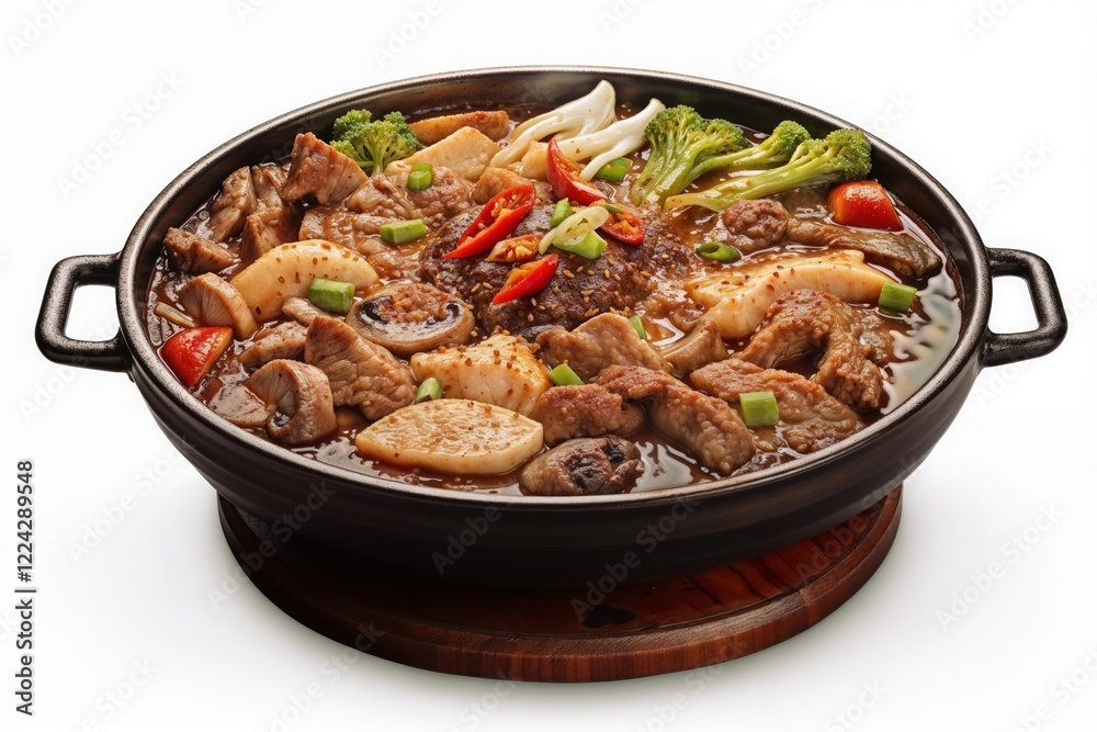 Pork fajitas with bell peppers, onions, side salsa served in a pan. Mexican cuisine, grilled meat, healthy meal, festive dinner. Flavor. Tradition. Spice. Pork fajitas with bell peppers, onions, side salsa served in a pan. Mexican cuisine, grilled meat, healthy meal, festive dinner. Flavor. Tradition. Spice.