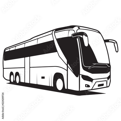 Black and White Bus Outline Simple Transportation Icon