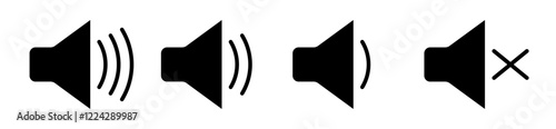 Illustration showing a black sound icon on a white background