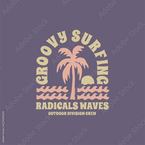 Surfing Hawaii beach. Sunshine paradise graphic print design. Enjoy beach life. Summer vibes artwork. Surf club design. Beach wave artwork. Hawaii Aloha beach modern abstract art.