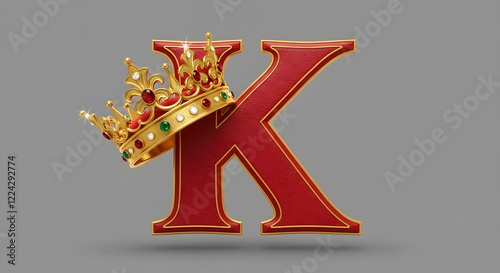 Royal Gold Crown and Red Letter K Design