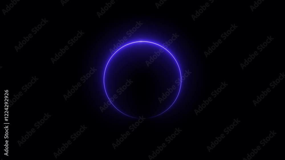 neon light trail circle animation on black background. neon light trail circle animation on black background.