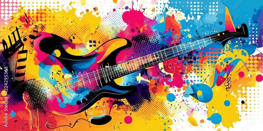 Obraz premium Dynamic composition featuring colorful musical instruments.