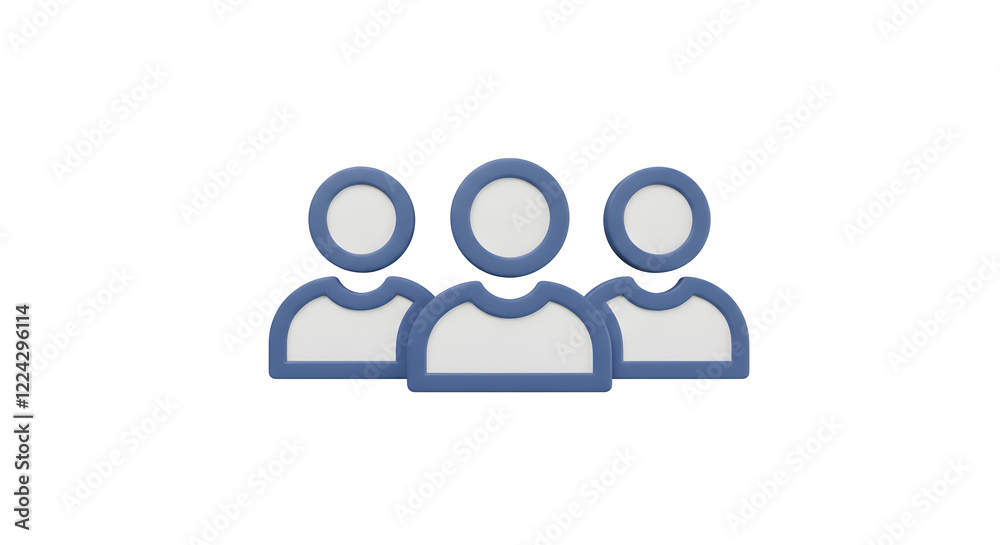 3D Group of People Icon Blue Minimalist Design isolated on white background. Generative AI 3D Group of People Icon Blue Minimalist Design isolated on white background. Generative AI