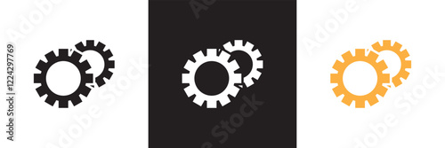 Gear settings  icon set. Containing optimization, sync, process, maintenance, configuration, etc. isolated on white and black background. vector illustration. EPS10