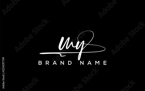 MY letter beauty handwriting vector logo.