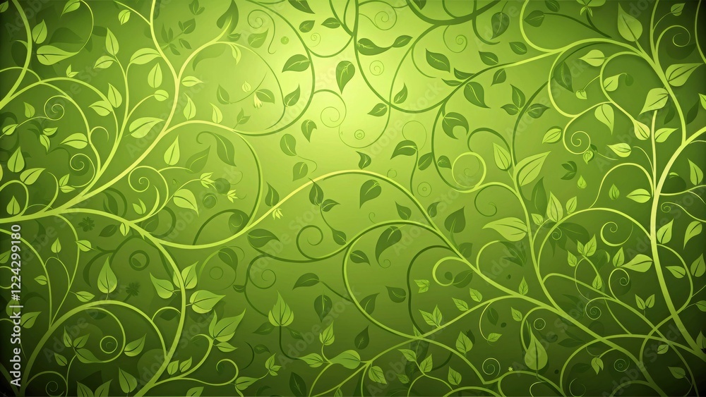 Obraz premium Organic green wallpaper with swirling patterns of leaves and vines, green, texture, green, texture