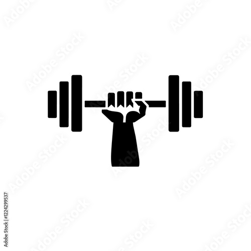 Hand lift dumbbell silhouette. dumbbell icon, logo vector illustration on white background