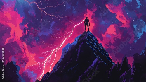 Stormy Peak: Silhouette and Lightning