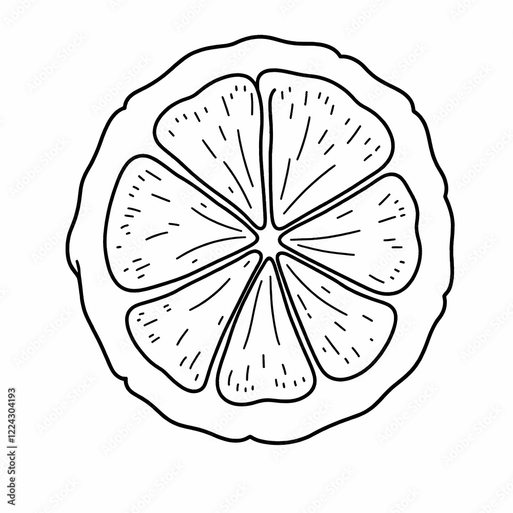 Citrus Fruit Slice Line Art Illustration Citrus Fruit Slice Line Art Illustration