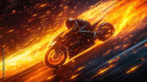 Fiery Motorcycle Speed