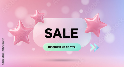 sale banner with discount stars and vibrant background promoting savings on merchandise photo