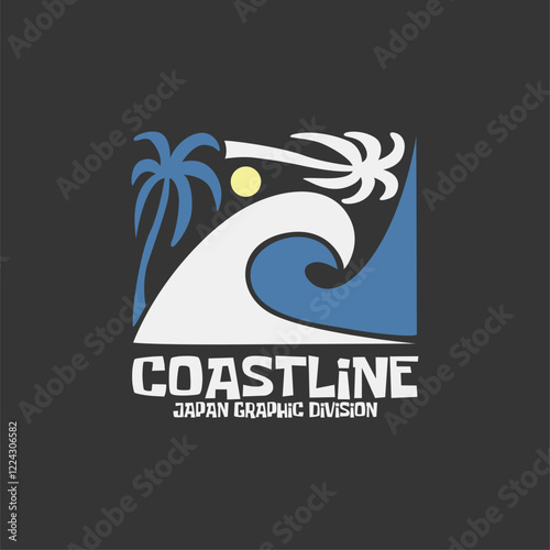  Illustration surfing and surf in California Santa Monica Beach typography tshirt graphics