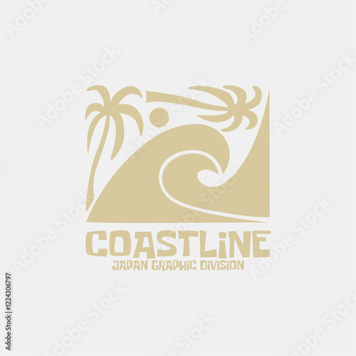  Illustration surfing and surf in California Santa Monica Beach typography tshirt graphics