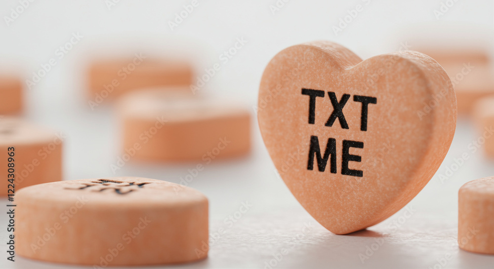 candy hearts with text message in focus on white background for valentine's day decoration candy hearts with text message in focus on white background for valentine's day decoration