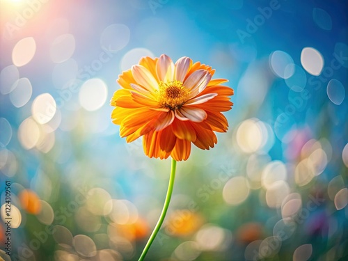 Minimalist Orange & White Flowers Sunny Sky Stock Photo
