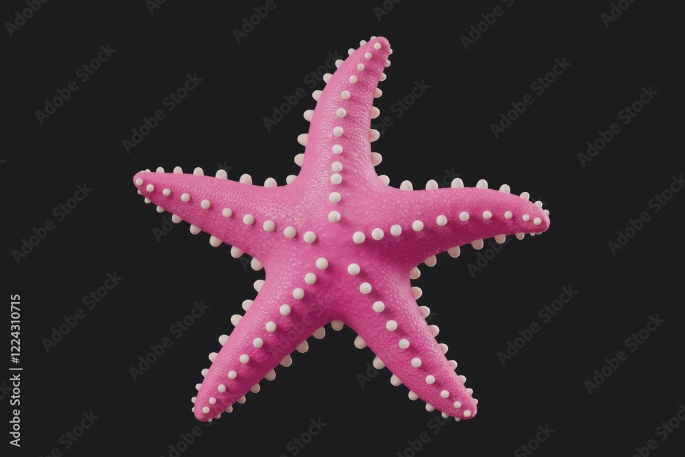 A Vibrant Pink Starfish With White Dotted Protrusions Against a Black Background A Vibrant Pink Starfish With White Dotted Protrusions Against a Black Background