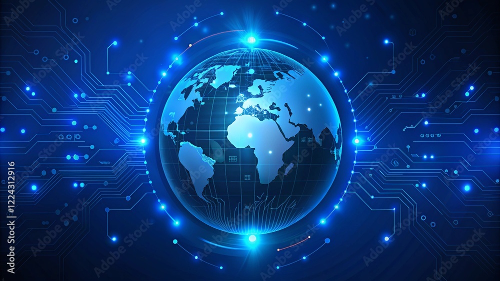 Abstract Blue Digital Circuit Background with copy space Abstract Blue Digital Circuit Background with copy space