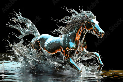 silver horse in the moonlight