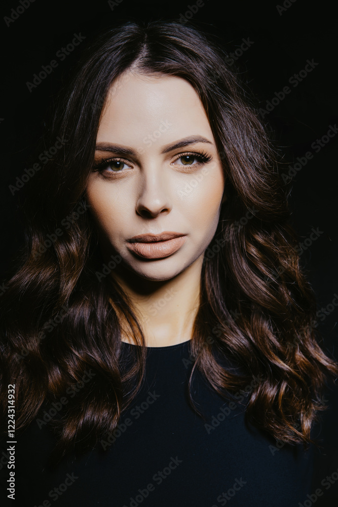 Fototapeta premium Fashion model posing on black background