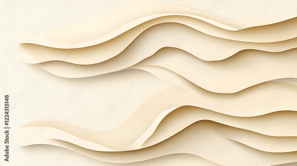 Obraz premium Abstract Beige Paper Wave Layers Design