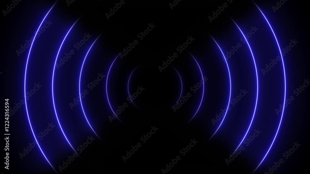 .Neon Wave abstract background. waves animation.Abstract neon circle radio waves looping background.
