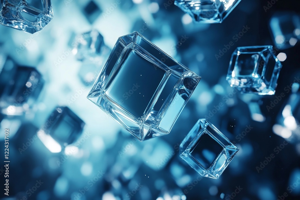 Abstract 3D rendering of clustered hexagonal prisms. Geometric sci-fi shapes in motion. Futuristic background design., Generative AI Abstract 3D rendering of clustered hexagonal prisms. Geometric sci-fi shapes in motion. Futuristic background design., Generative AI