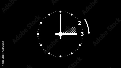 Animated illustration of a simple clock showing the time change when daylight savings time start in the spring.