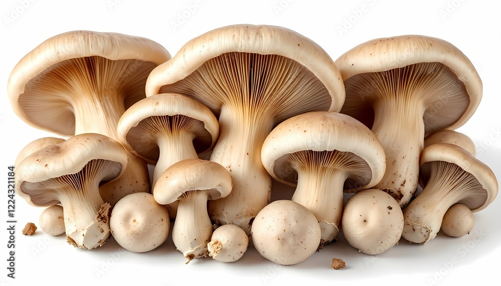 Fresh Group of Brown Mushrooms Isolated on White Background Fresh Group of Brown Mushrooms Isolated on White Background