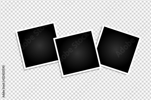 Three photo frame collage on transparent background