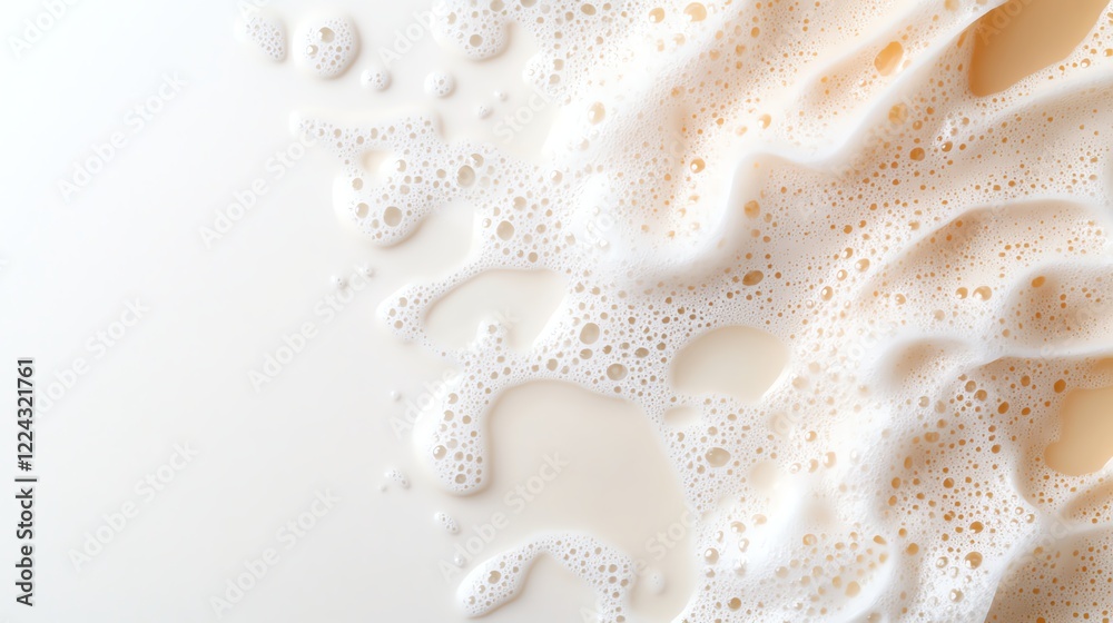 Close-up of creamy white milk foam texture with bubbles, perfect for food or beverage background usage, evoking freshness and purity. Close-up of creamy white milk foam texture with bubbles, perfect for food or beverage background usage, evoking freshness and purity.