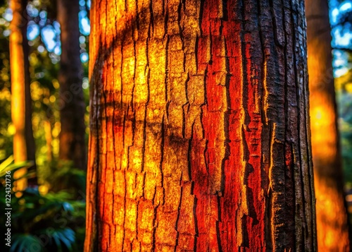 Silhouette of Eugenia astringens Tree Bark, Brazil - Vertical Texture, Earthy Tones photo