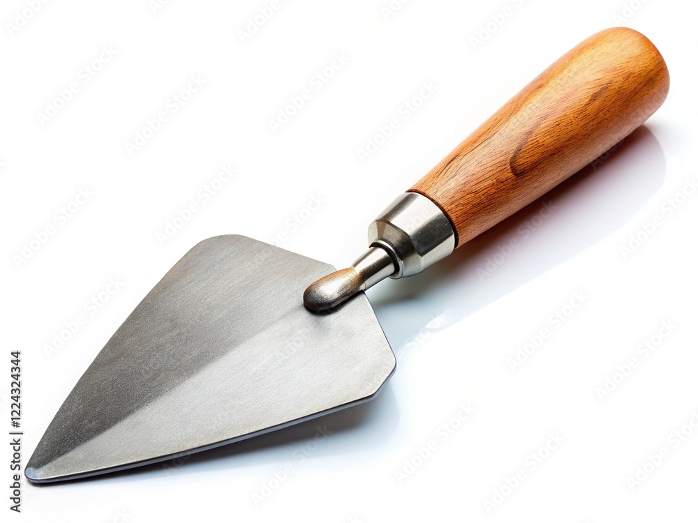 Steel Trowel Scraper with Wooden Handle - Isolated on White Background - Stock Photo Steel Trowel Scraper with Wooden Handle - Isolated on White Background - Stock Photo