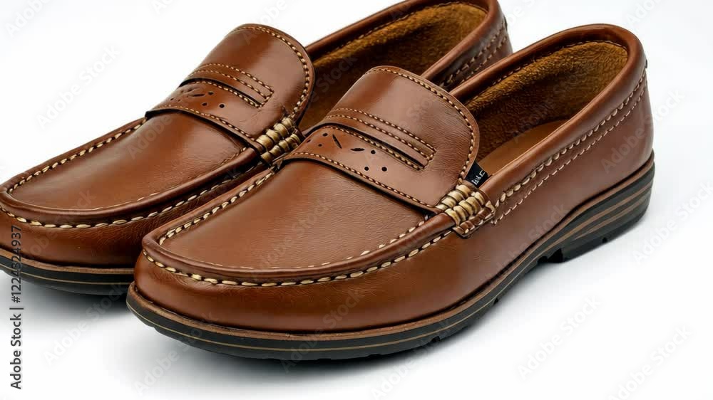 Stylish brown leather loafers suitable for casual or semi-formal occasions in various settings Stylish brown leather loafers suitable for casual or semi-formal occasions in various settings