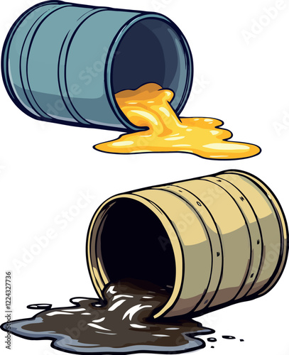 Spilled oil and chemical waste polluting the environment