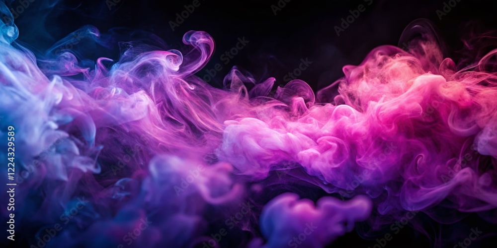 Fototapeta premium Abstract Violet & Pink Smoke Bokeh - Black Background Stock Photo
