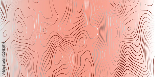 Stylized topographic contour map. Geographic line mountain relief. Abstract lines or wavy backdrop background. Cartography, topology, or terrain path concept. Vector illustration with editable stroke
