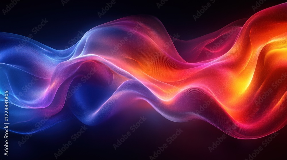 Obraz premium Iridescent Abstract Background Design 3D Render Minimalist Flowing Curves Vibrant Colors Light