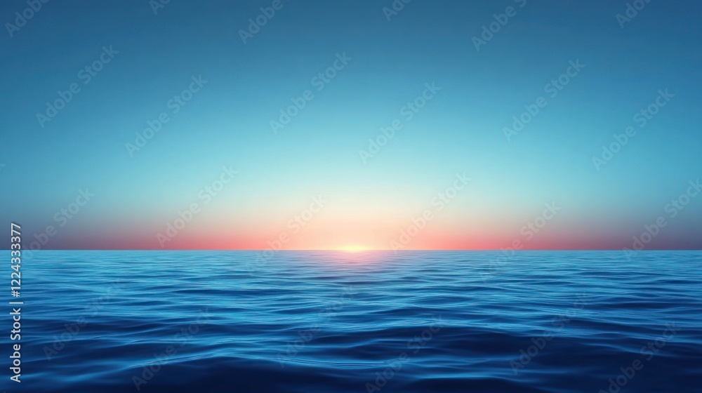 Obraz premium Abstract Seascape Background Calm Water Glow Minimalist Blue Gradient Twilight Serenity