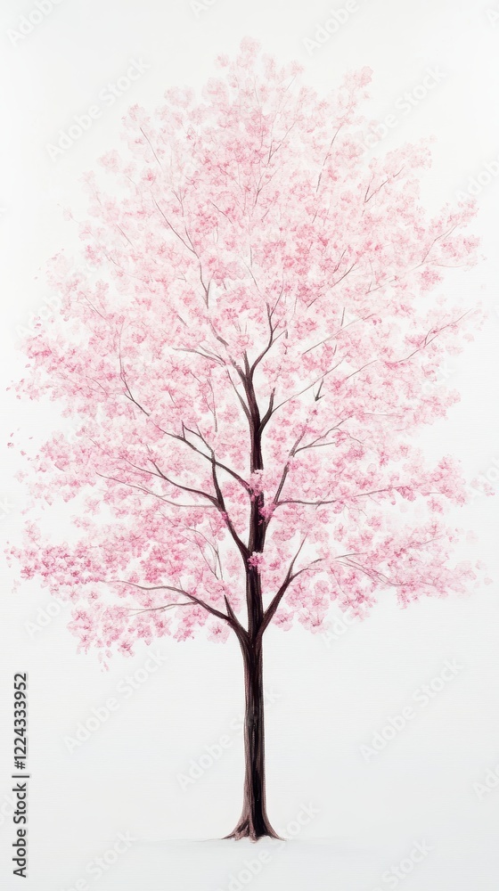 Obraz premium Watercolor Cherry blossom blooming flower,Sakura tree or forest side view,Cherry tree spring flower background,elements for environment and garden,botanical in spring season.