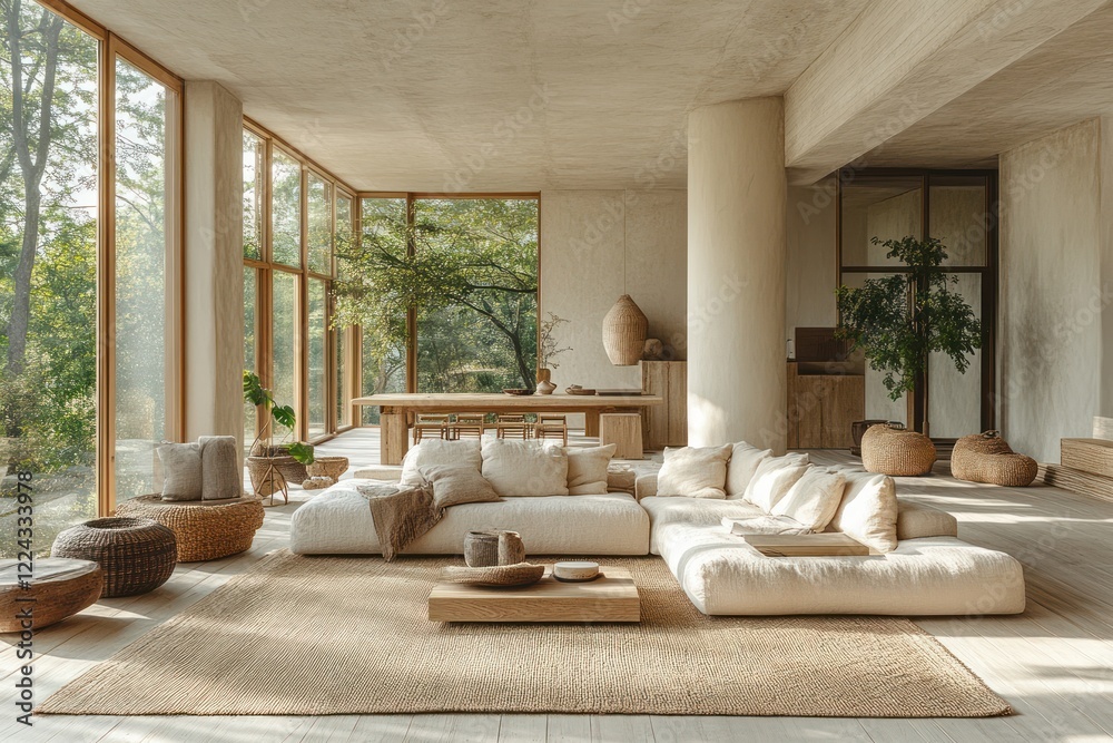 Fototapeta premium Three Generations Family Relaxing in a Bright Modern Living Room