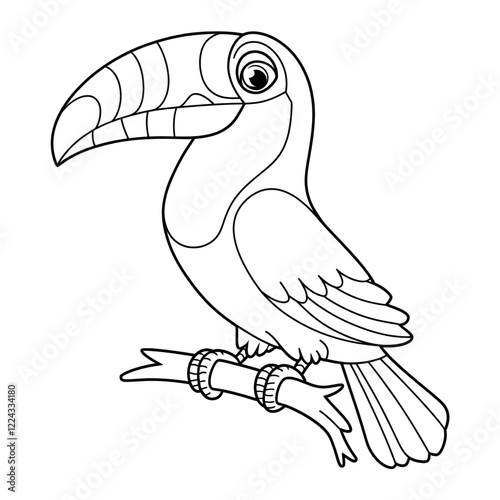  toucan bird on a branch coloring page 